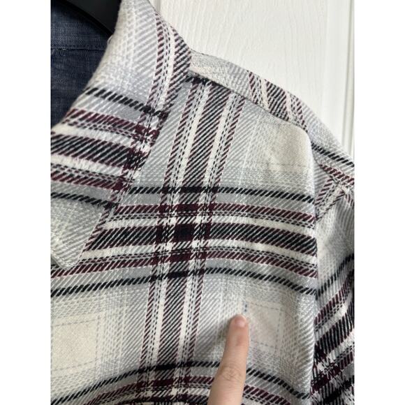 Lands End Rugged Plaid Flannel Button Down Shirt Size Large Cotton Chore Utility - Picture 5 of 8